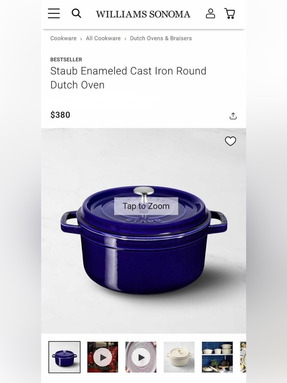 New Staub Enameled Cast Iron Round Dutch Oven Intense Dark Blue Cookware 3 Qt